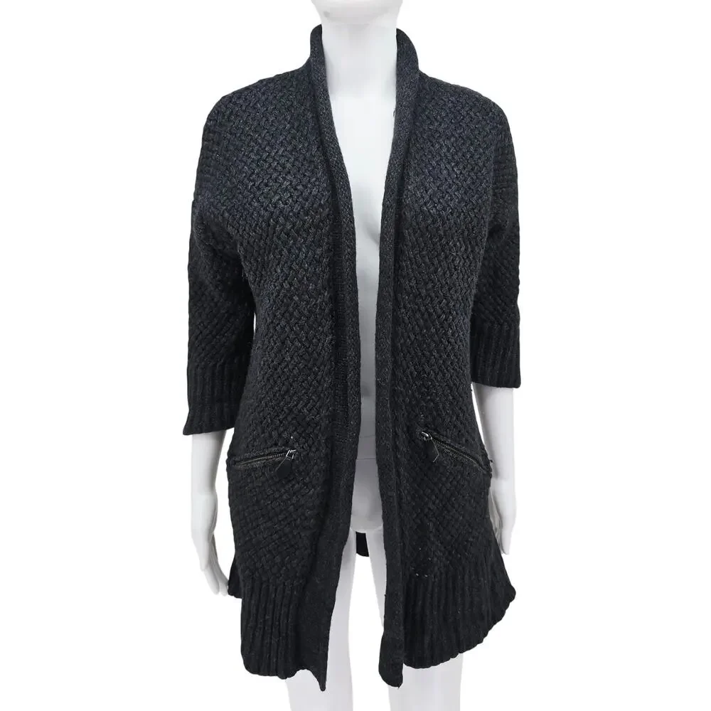 Banana Republic Textured Cocoon Wool Long Cardigan Sweater Gray S